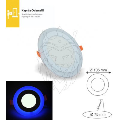 3+3 Çift Renkli Mavi Sıva Altı Yuvarlak Panel LED