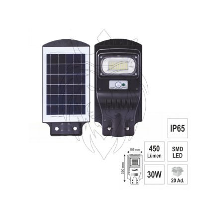 30 Watt Solar SMD LEDli Sokak Armatür